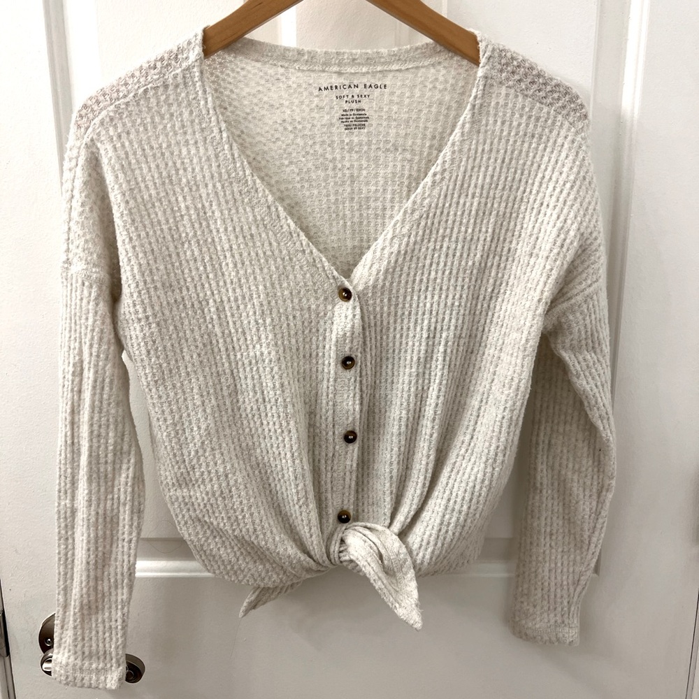 American eagle waffle knit sweater